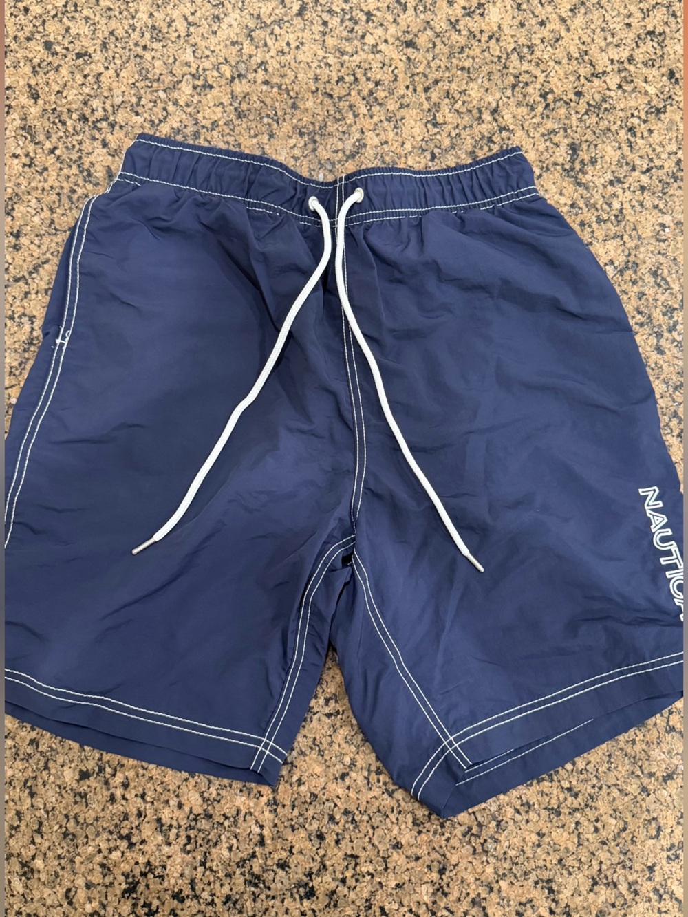 Nautica Navy Blue Swim Shorts with White Drawstring